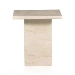 Fourhands Best Sellers Arum End Table-Cream Marble
