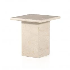 Fourhands Best Sellers Arum End Table-Cream Marble