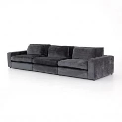 Fourhands Best Sellers Bloor 3-Pc Sectional-Charcoal Worn Velve