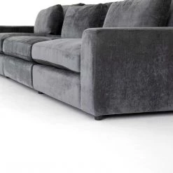 Fourhands Best Sellers Bloor 3-Pc Sectional-Charcoal Worn Velve