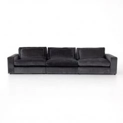 Fourhands Best Sellers Bloor 3-Pc Sectional-Charcoal Worn Velve