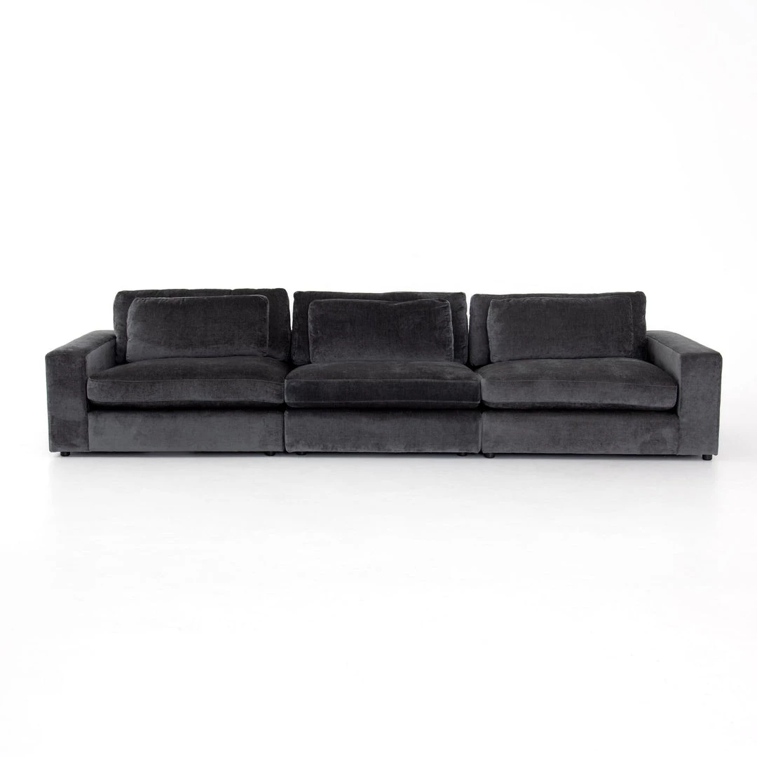 Fourhands Best Sellers Bloor 3-Pc Sectional-Charcoal Worn Velve