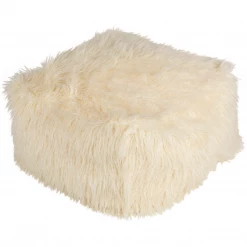 Surya Best Sellers Cream Shag Pouf