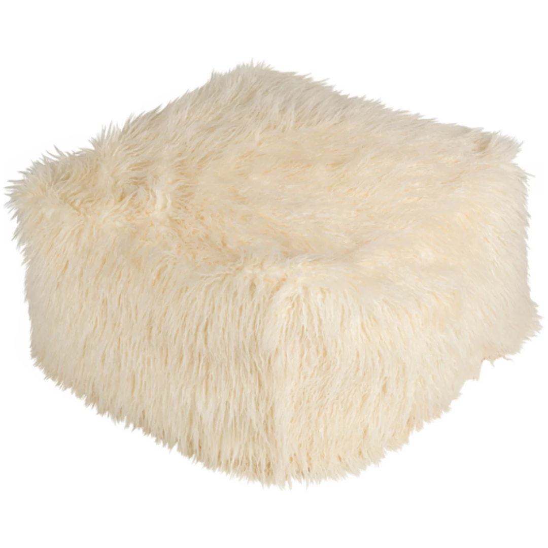 Surya Best Sellers Cream Shag Pouf