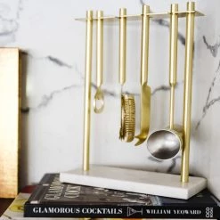 Be Home New Kitchen Marble & Gold Bar Stand