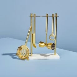 Be Home New Kitchen Marble & Gold Bar Stand