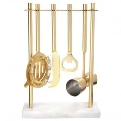 Be Home New Kitchen Marble & Gold Bar Stand