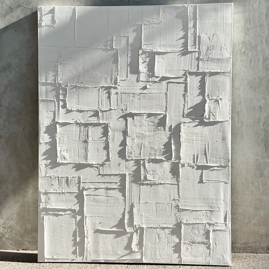 Ashley Craig Best Sellers Patchwork Original Art - White