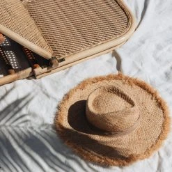 BAODING HUAYI HATS CO., LTD. In Stock Raffia Wide Brim Hat With Frayed Edges