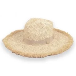 BAODING HUAYI HATS CO., LTD. In Stock Raffia Wide Brim Hat With Frayed Edges