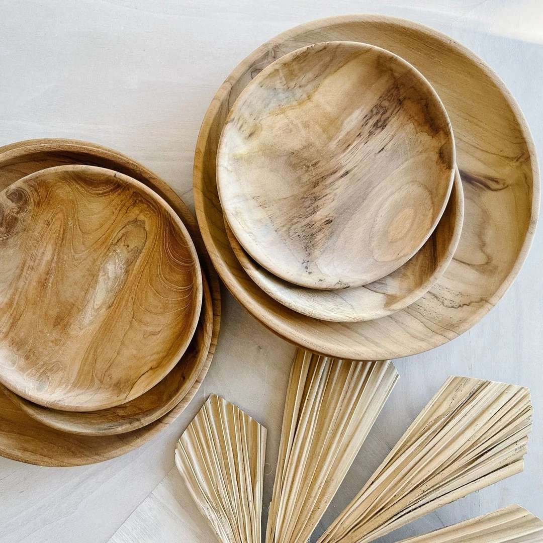 BIDK HOME New Kitchen Teakwood Plates