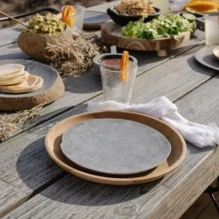 BIDK HOME New Kitchen Teakwood Plates