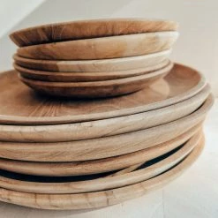 BIDK HOME New Kitchen Teakwood Plates