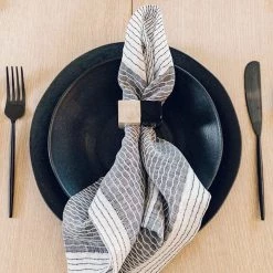Bodrum Linens Best Sellers Two-Faced Napkin Ring Black