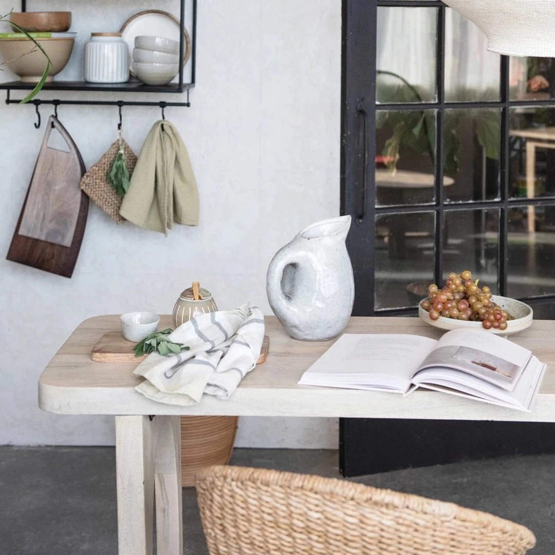 Bloomingville Stoneware Pitcher With Reactive Glaze, Bone Color New Kitchen