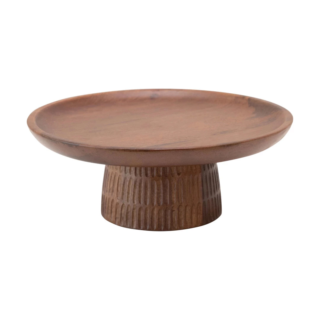 Bloomingville Hand-Carved Mango Wood Cake Stand