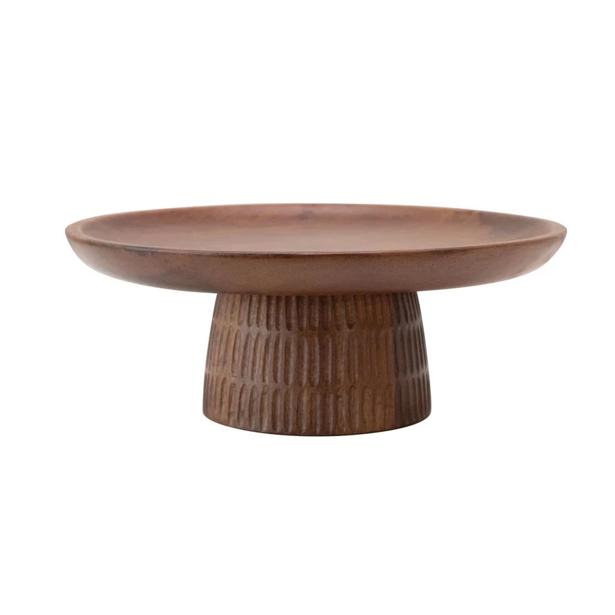 Bloomingville Hand-Carved Mango Wood Cake Stand